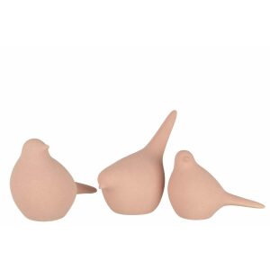 SET 3 BIRD CERAMIC SALMON PINK