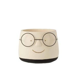 FLOWERPOT GLASSES CEMENT WHITE/BLACK/GOLD LARGE