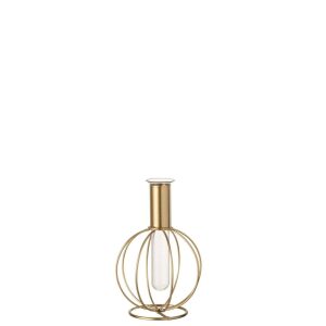 VASE 1 TUBE BALL METAL/GLASS GOLD