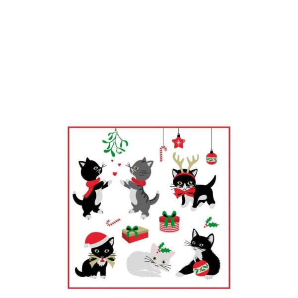 PACK 20 NAPKINS CHRISTMAS CATS PAPER MIX LARGE