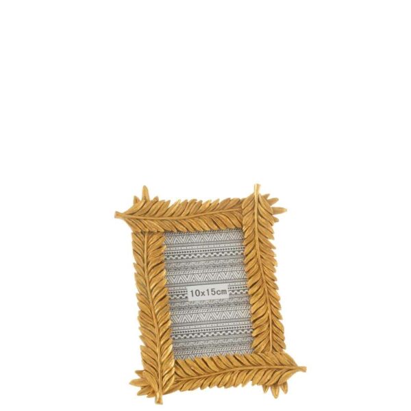 FRAME LEAVES LONG POLY GOLD SMALL