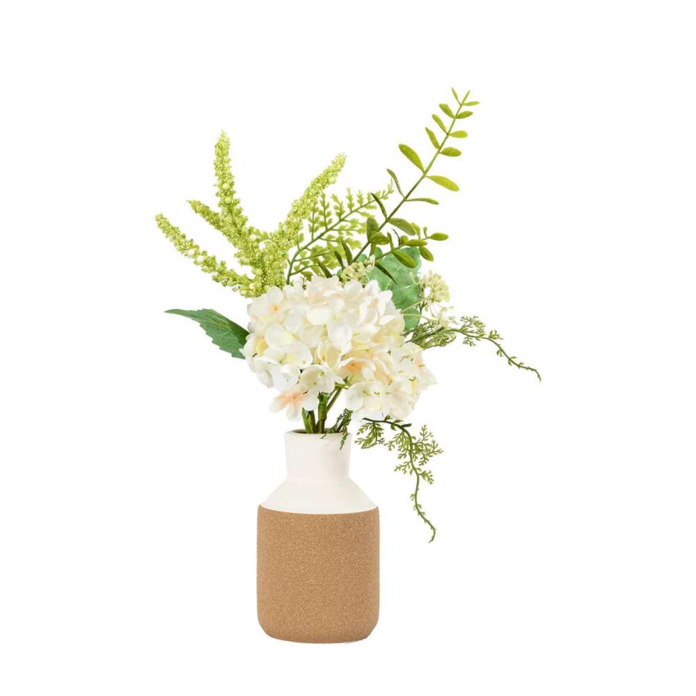 Vase with Hydrangea Arrangemnt White 250x180x430mm-