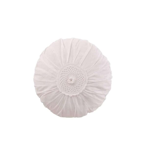 CUSHION ROUND LACE COTTON WHITE