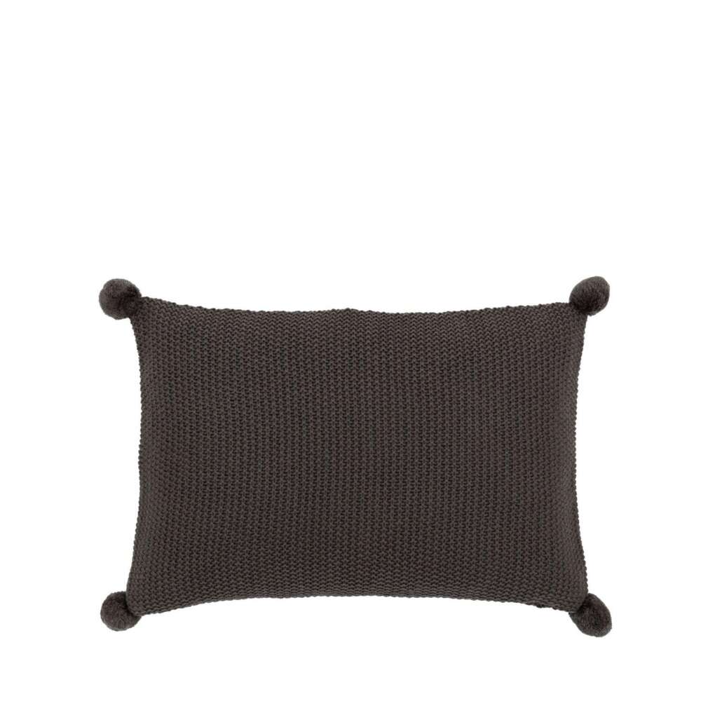 Moss Stitch PomPom Cushion Cover Charcoal400x600mm-