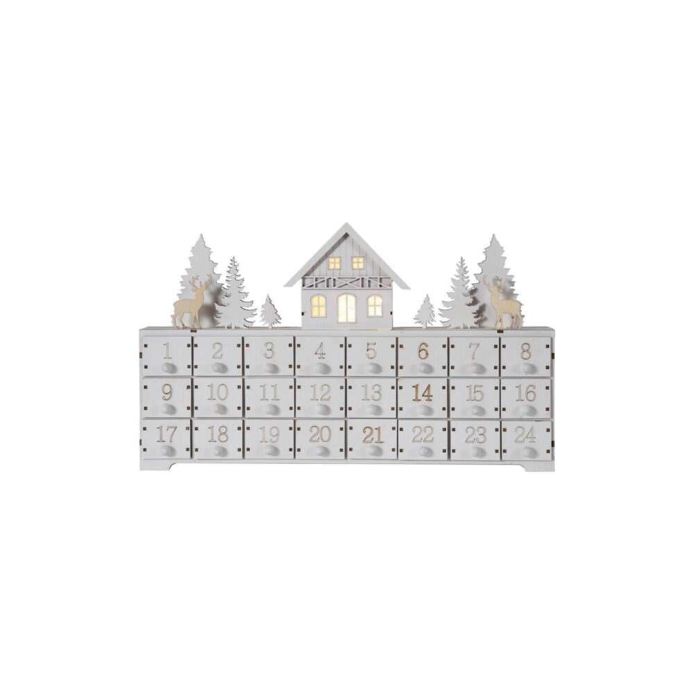 Advent Calendar With LED White 450x50x260mm-