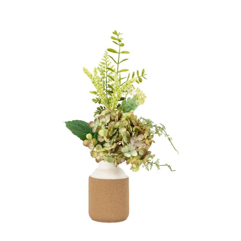 Vase with Hydrangea Arrangemnt Green 250x180x430mm-