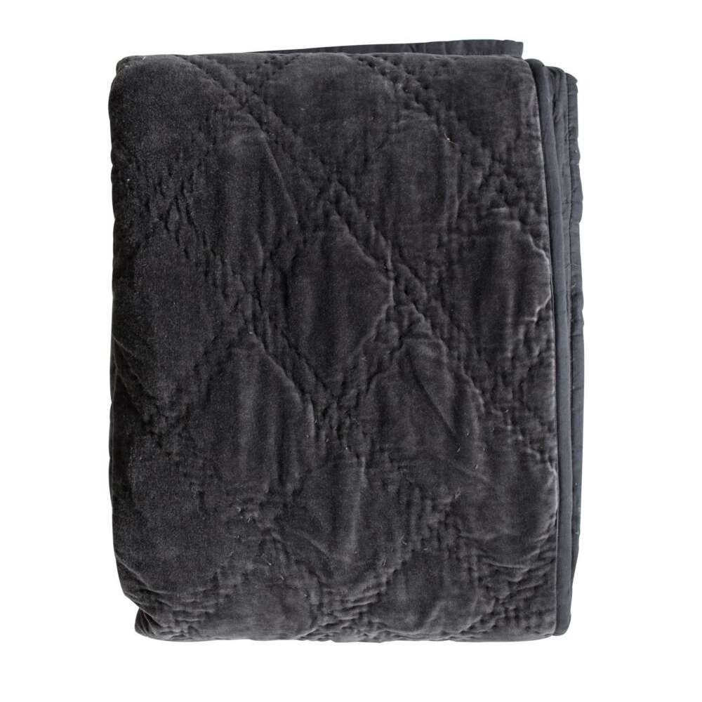 Quilted Cotton Velvet Bedsp Charcoal 2400x2600mm-