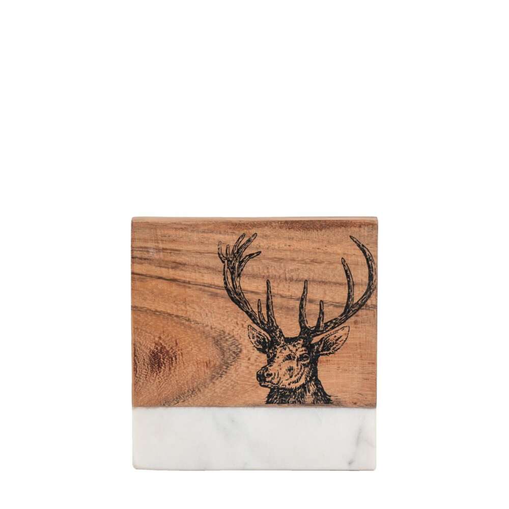 Stag Coasters White Marble (Set of 4) 100x100x15mm-