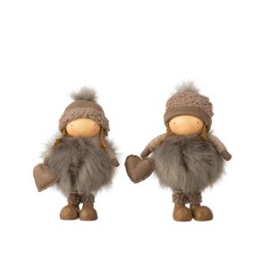 GIRL WINTER HEART POLY GREY SMALL ASSORTMENT OF 2