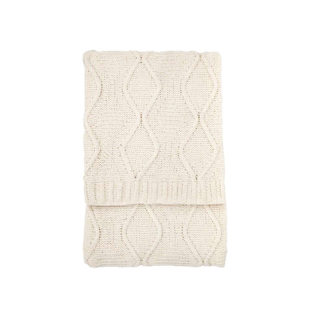 Chenille Cable Throw Cream 1300x1700mm-