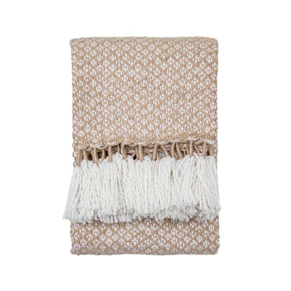 Woven Wrapped Tassel Throw Natural 1300x1700mm-
