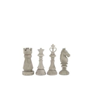 CHESS PIECES ROUGH RESIN GREY SMALL ASSORTMENT OF 4