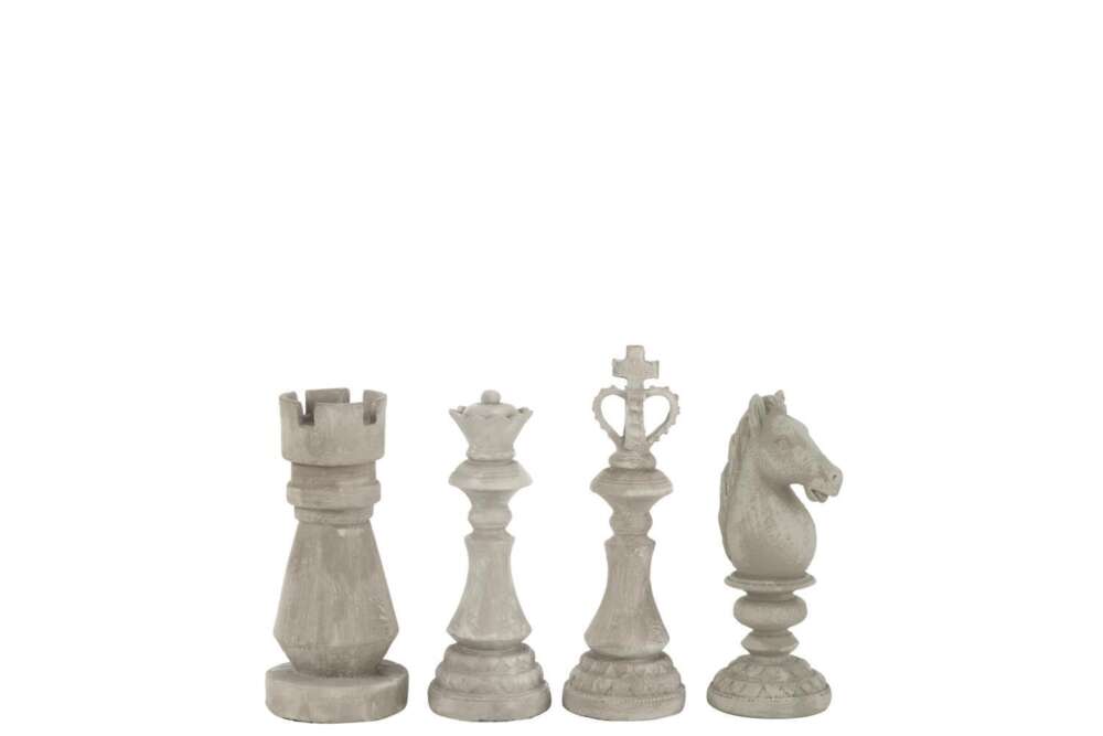 CHESS PIECES ROUGH RESIN GREY SMALL ASSORTMENT OF 4