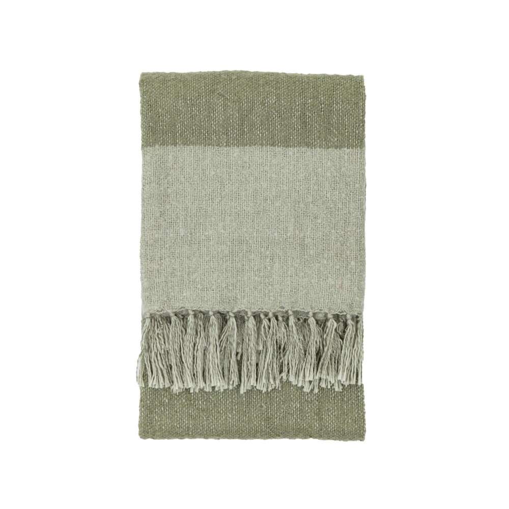 Stripe Faux Mohair Throw Olive 1300x1800mm-