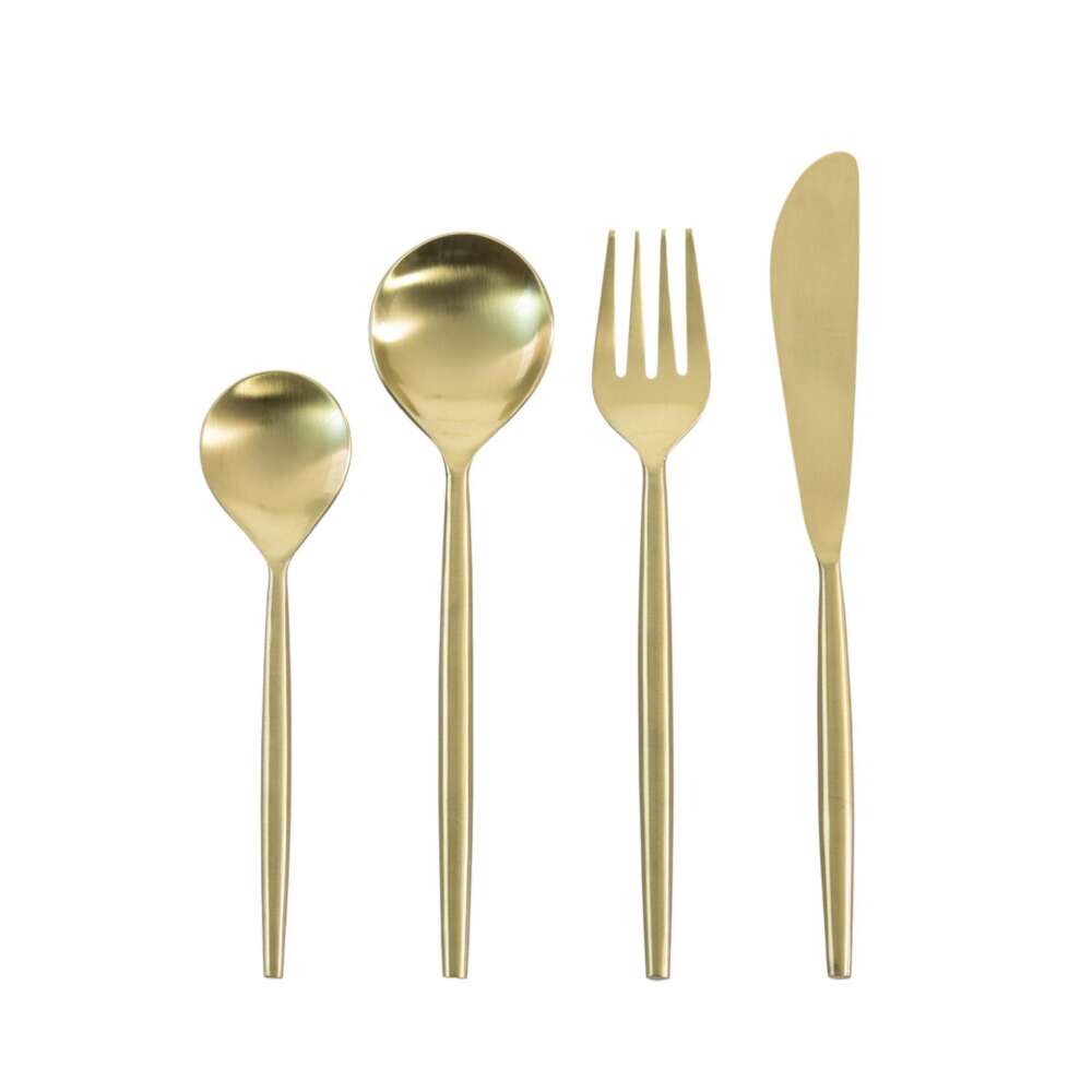Juni Cutlery Set x16 Matt Gold-