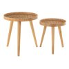 SET OF 2 SIDETABLES ROUND TRIPOD RATTAN NATURAL - Bilde 2