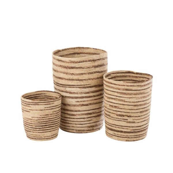 SET OF 3 BASKETS MAÏS BEIGE/BROWN - Bilde 2