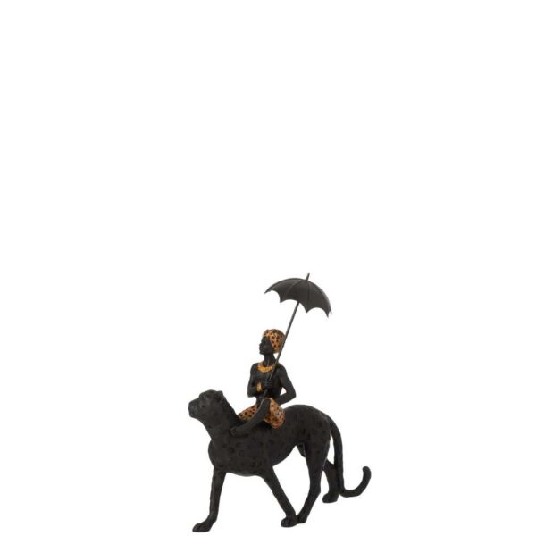 LEOPARD WITH BOY AND UMBRELLA POLY BLACK/BROWN - Bilde 2