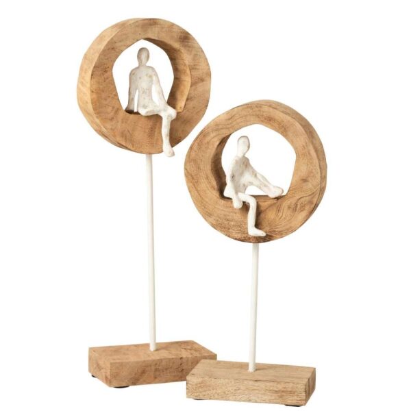FIGURE THINKER RING HIGH MANGO WOOD/ALUMINIUM NATURAL/WHITE - Bilde 2