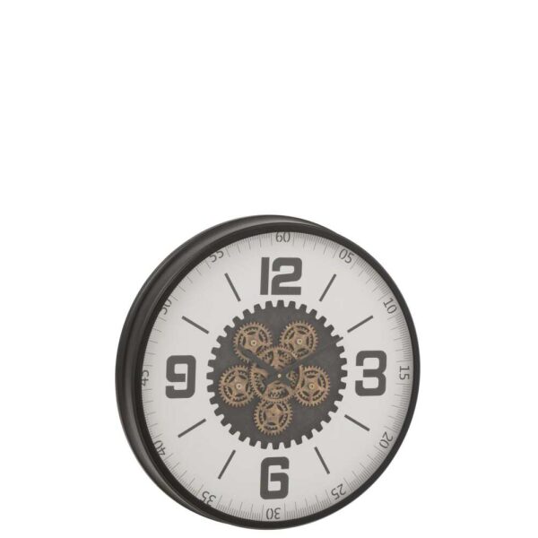 CLOCK HOLLOW GEARS  MDF BLACK/WHITE LARGE