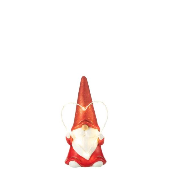 SANTA LED HEART RESIN WHITE/RED LARGE