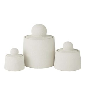 SET OF 3 JARS DECORATIVE MARIS CEMENT WHITE