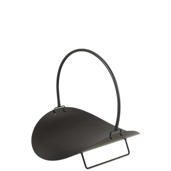 WOOD BASKET NEW METAL BLACK