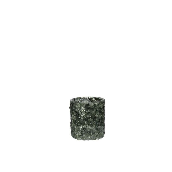 TEALIGHT HOLDER SEQUINS SUGAR MATTE DARK GREEN SMALL
