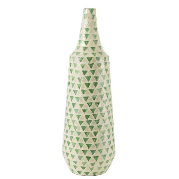 VASE NUYE BOTTLE SHELLS/PAPER GREEN