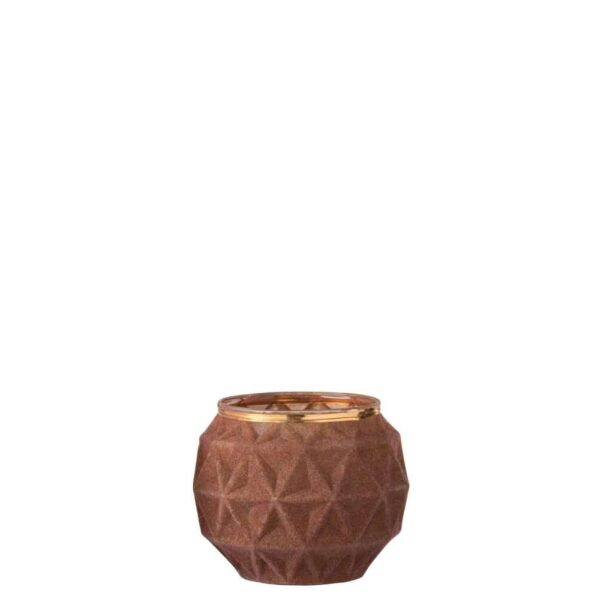 TEALIGHT HOLDER VELVET BALL GLASS OCHRE LARGE