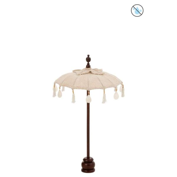 SUNSHADE+BASE TASSELS/SHELLS BEIGE WOOD DARK BROWN SMALL