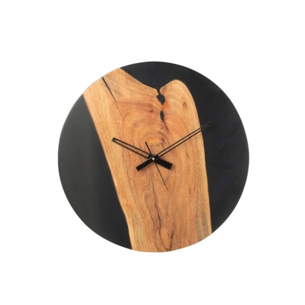WALL CLOCK MODERN ACACIA WOOD/RESIN NATURAL/BLACK