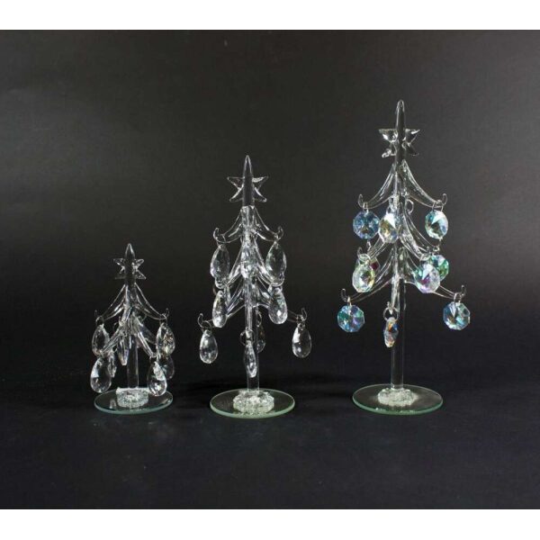 Juletre Glass M/Diamanter Liten 15Cm