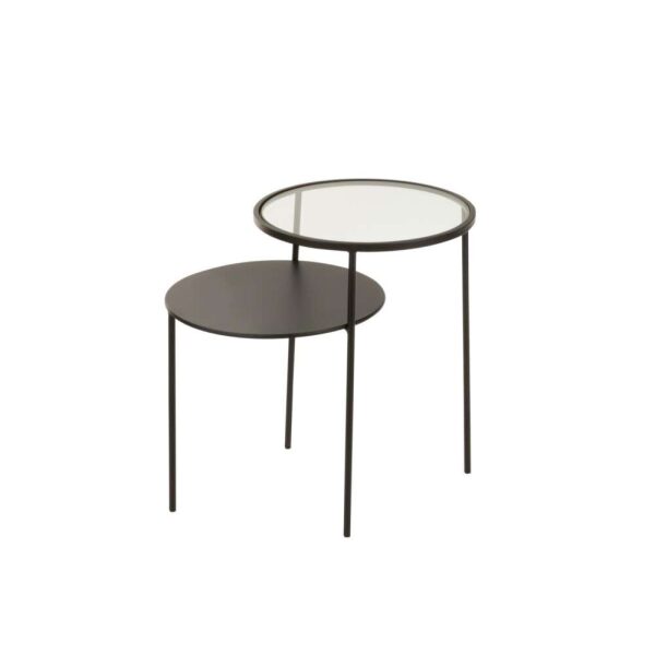 SIDETABLE 2 LEVEL METAL/GLASS BLACK SMALL