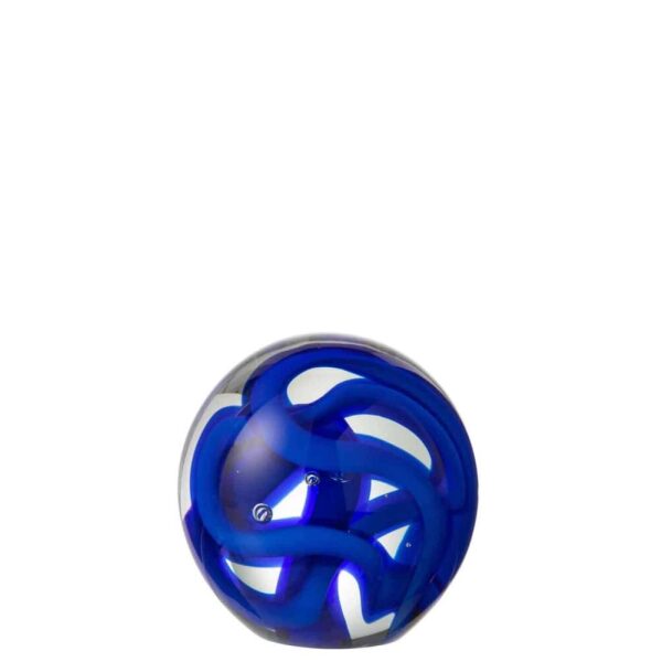 PAPERWEIGHT GARLAND GLASS BLUE MEDIUM