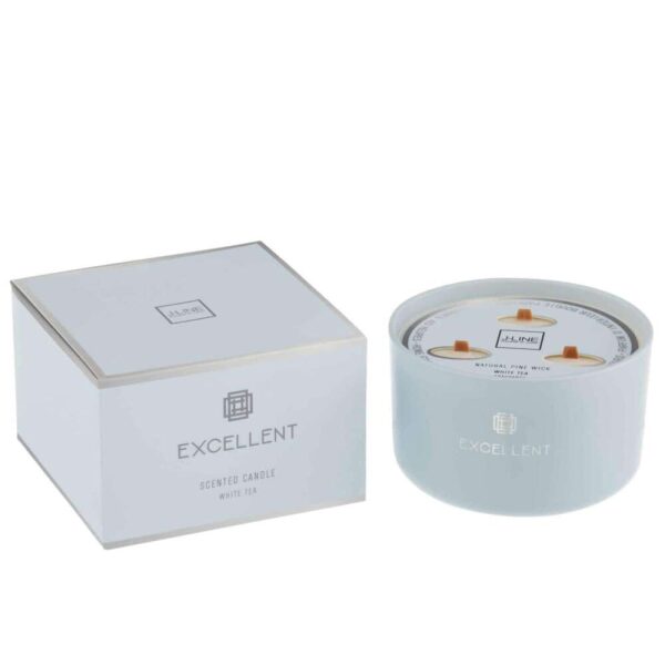 SCENTED CANDLE EXCELLENT GLASS LIGHT BLUE GREEN LARGE-40U