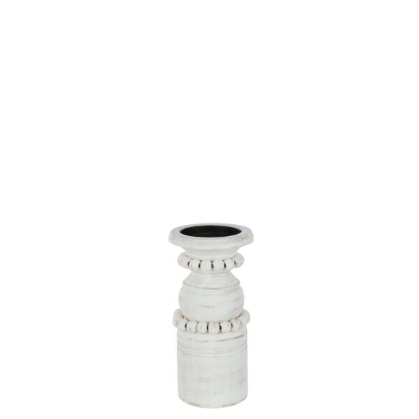 CANDLE HOLDER PILA PINEWOOD/METAL WHITE SMALL