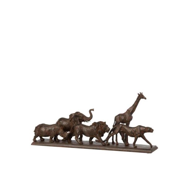 5 ANIMALS IN A ROW POLY BROWN SMALL