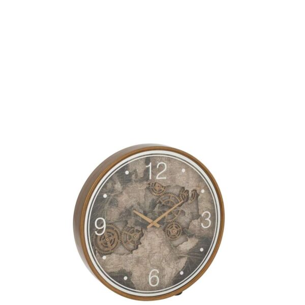 CLOCK EUROPE MAP MDF GOLD LARGE