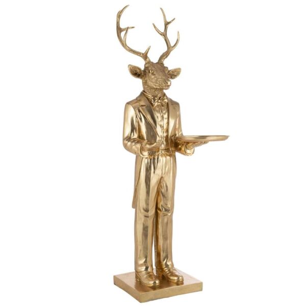 DEER WAITER TRAY POLY GOLD
