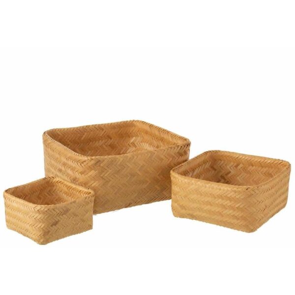 SET OF 3 BASKETS SQUARE BAMBOO NATURAL