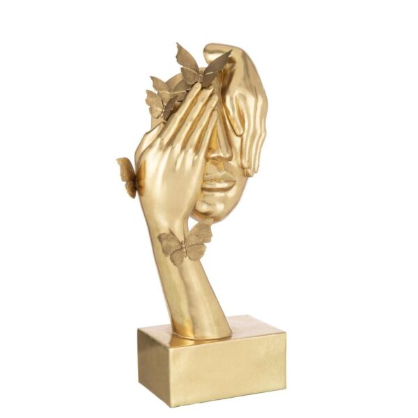 FACE BUTTERFLIES STAND POLY GOLD