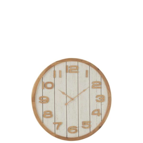WALL CLOCK WOOD/MDF WHITE/NATURAL LARGE