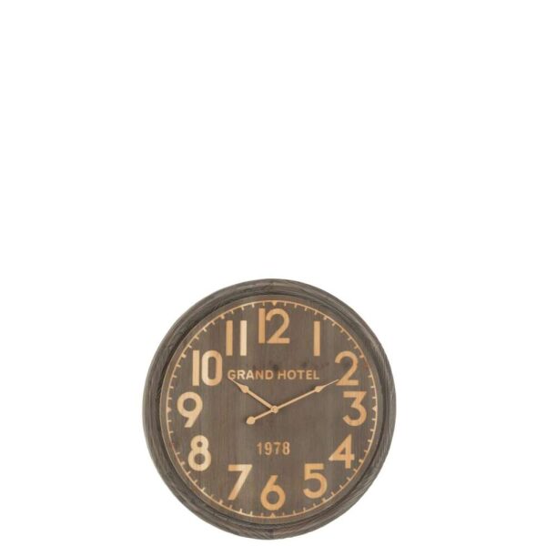 WALL CLOCK GRAND HOTEL MDF DARK NATURAL SMALL