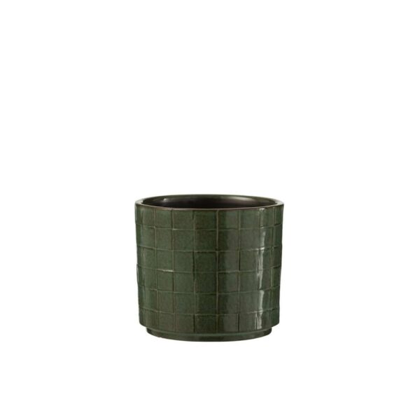 FLOWERPOT SQUARE CERAMIC GREEN MEDIUM