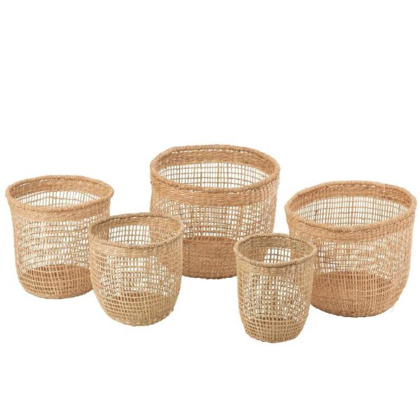 SET OF 5 BASKETS OASIS SEAGRASS LIGHT NATURAL