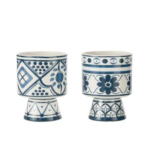 FLOWERPOT MYKONOS  CERAMIC BLUE LARGE ASSORTMENT OF 2