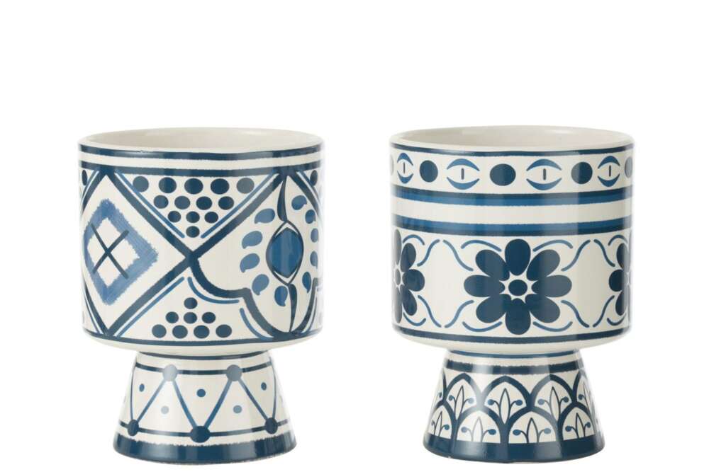 FLOWERPOT MYKONOS  CERAMIC BLUE LARGE ASSORTMENT OF 2