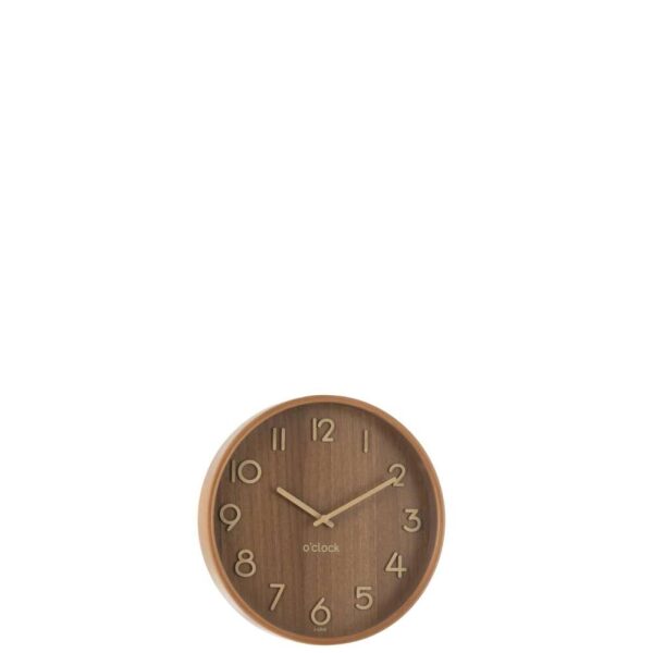WALL CLOCK PLYWOOD/MDF DARK NATURAL SMALL