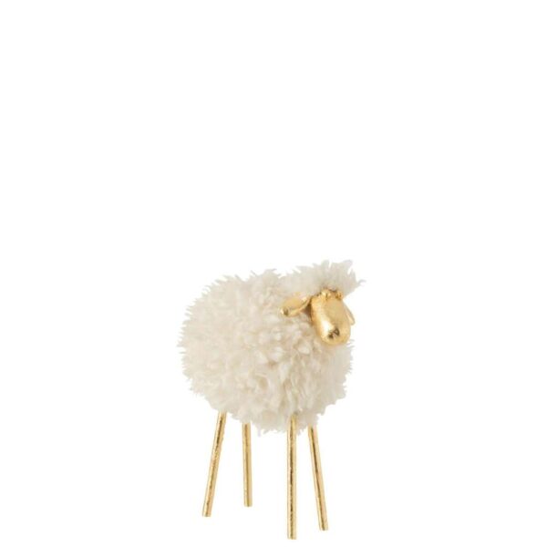SHEEP METAL/POLY WHITE/GOLD SMALL